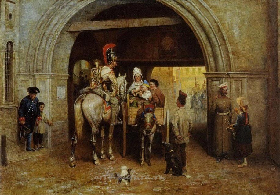 Фарфоровый пласт " Лейб-гвардии Конный полк в Париже в 1814 году "