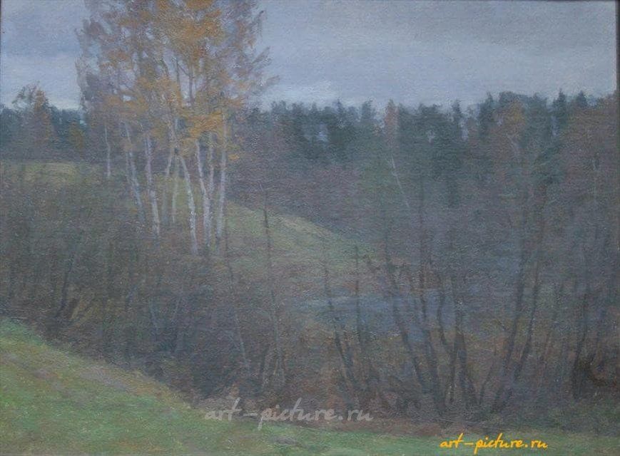 Пейзаж с березами. Картон, масло. 33 х 43 см