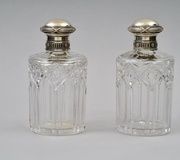 Русский серебряный набор для туалета с монтажем из резного стекла Фаберже