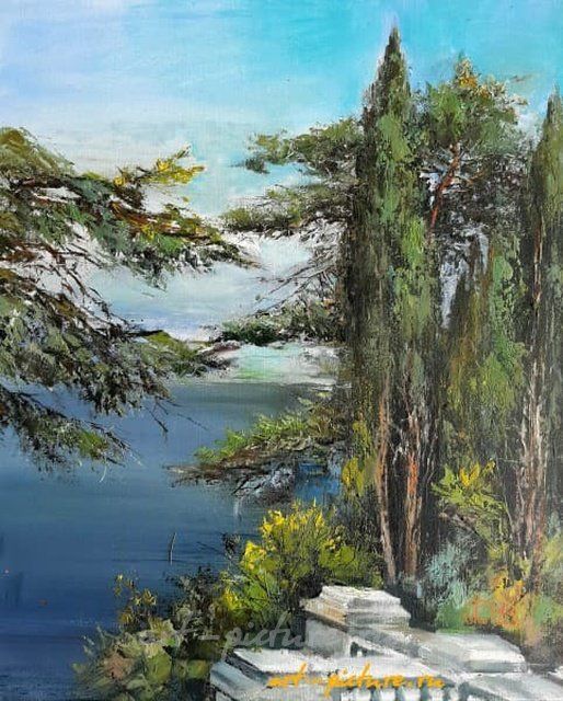 Вид с балкона масло,холст