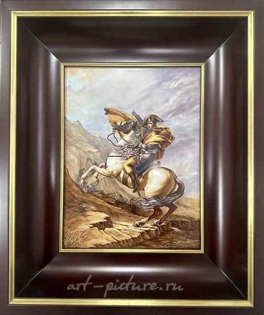 Фарфоровый пласт с живописной миниатюрой «Бонапарт на перевале Сен-Бернар»