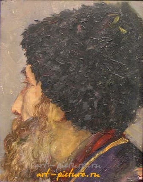 Казак. Картон, масло. 22,5 x 28,5 см.