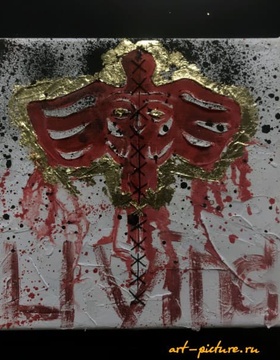 buy "PARTY canvas, oil, decorative plaster, gold leaf, threads"