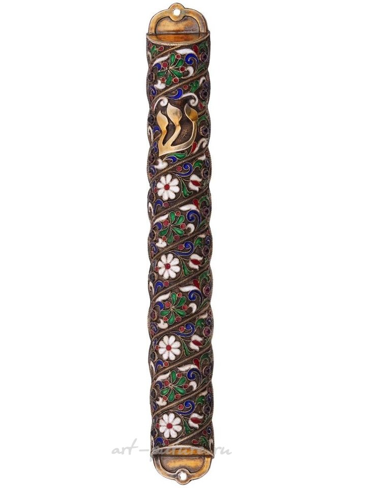 Russian silver , RUSSIAN JUDAICA SILVER CLOISONNE ENAMEL MEZUZAH
