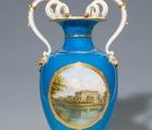 купить Ваза видовая со змеиными ручками. КПМ БЕРЛИН 1849-1870, художник Хаус. KPM