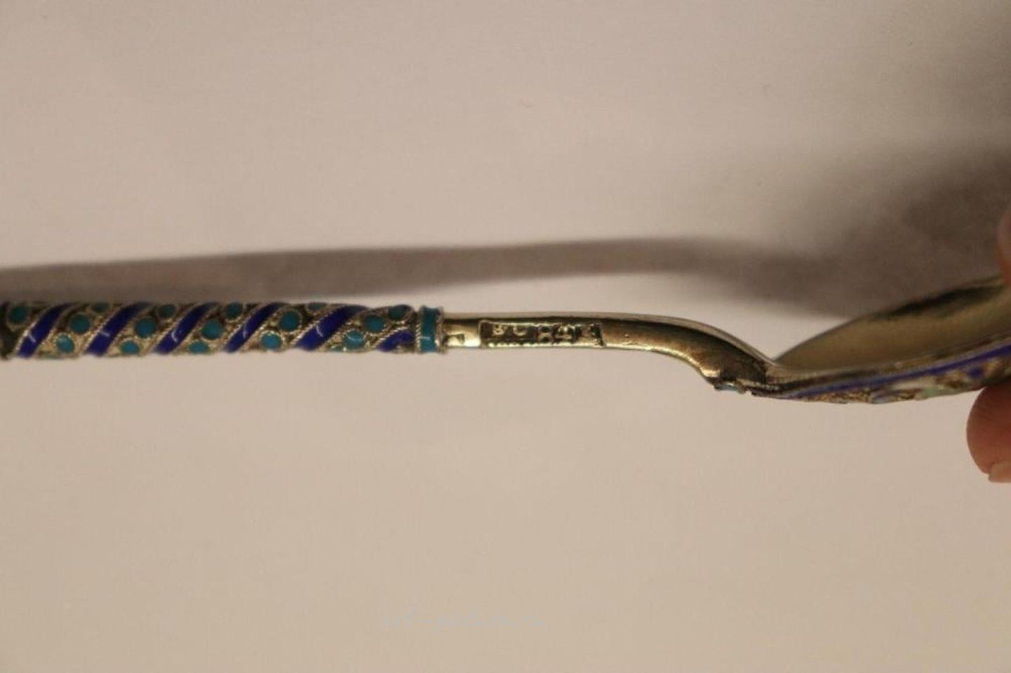 Русское серебро , Серебряная ложка - Шамплеве эмаль, клеймо 84 пробы "BC"