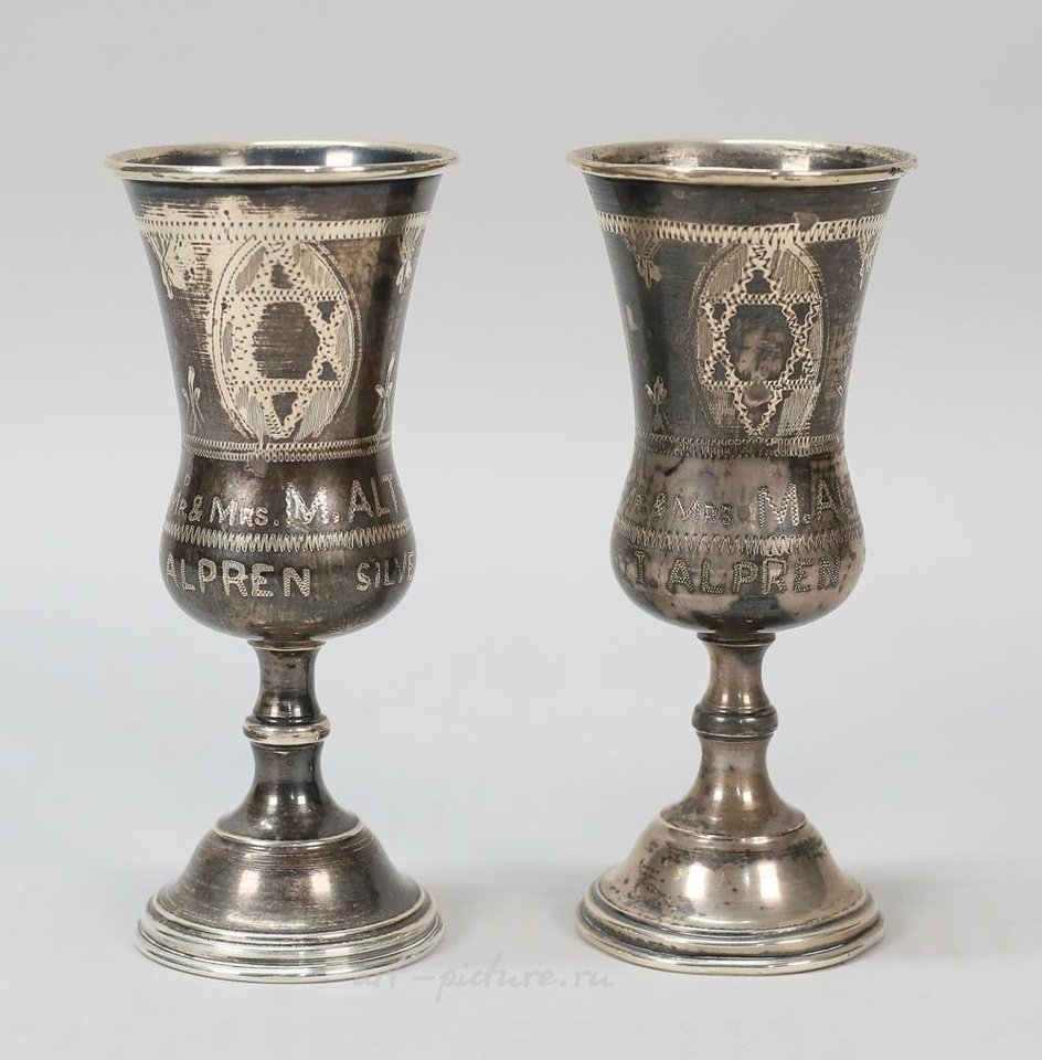 Русское серебро , 9 серебряных чашек для киддуша