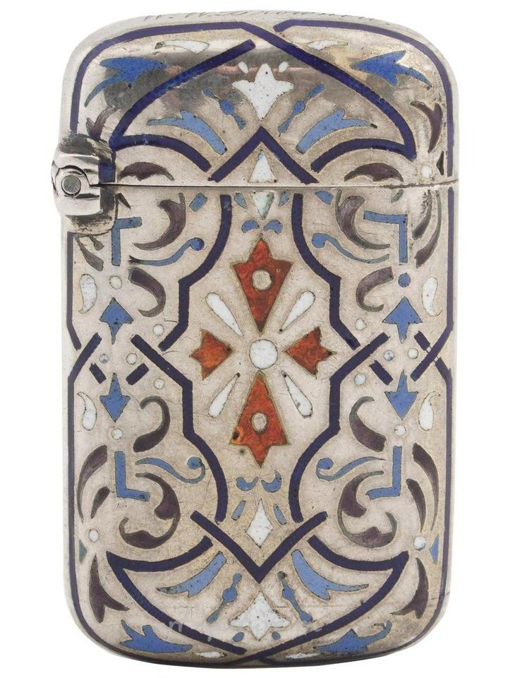 Русское серебро , Императорская русская серебряная эмальрованная подставка для спичек