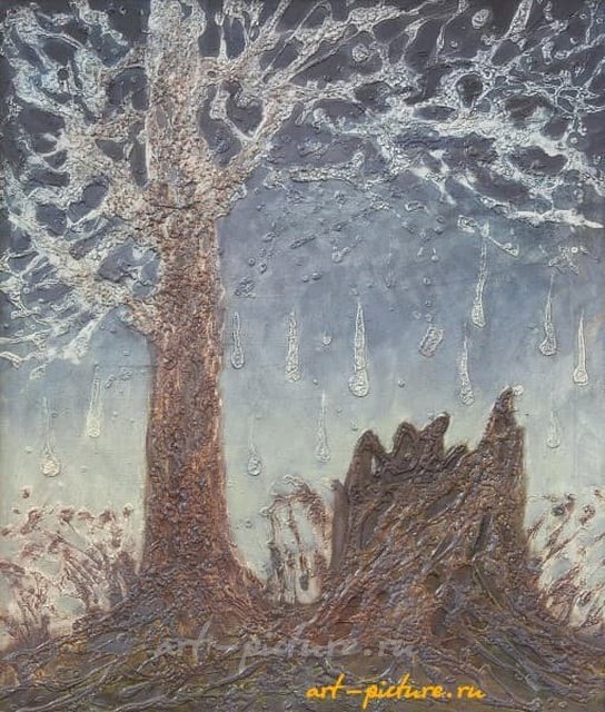 Дерево и пень масло, холст 