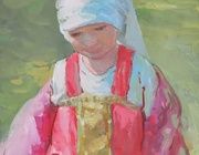 Девочка в красном сарафане Бумага, акварель, гуашь. 