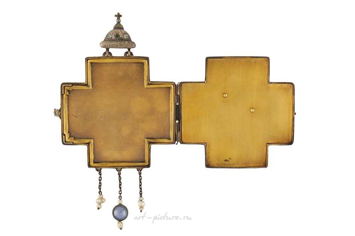 Русское серебро , Русская серебряная золотая подвеска Николая II в стандарте 84 золотника (875 пробы)...