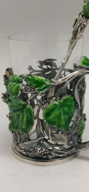 Подстаканник ВАЛЕРИЯ ГОЛОВАНОВА. Подстаканник Липовый цвет с ложкой.