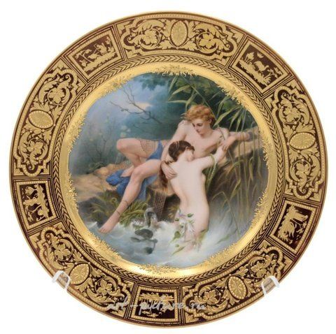 Royal Vienna, Вагнерская королевская портретная тарелка Венского стиля "Фишнер и Ниске"