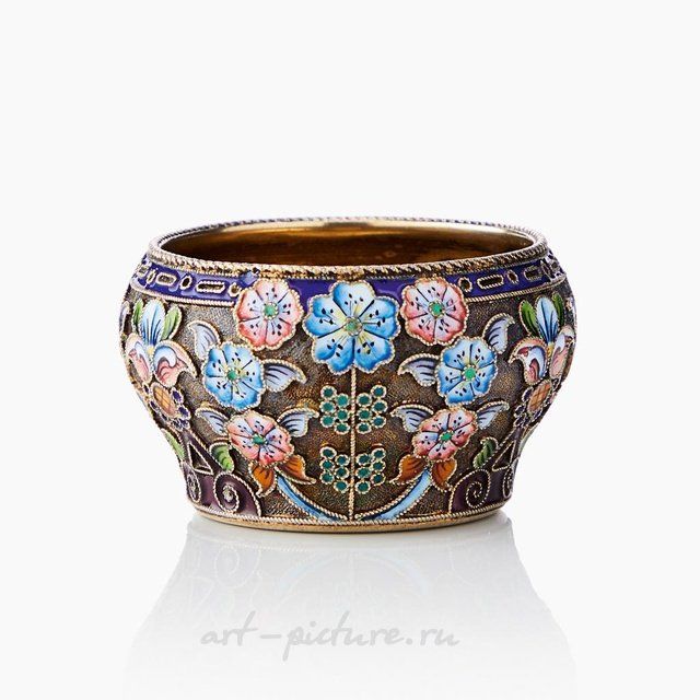 Солонка. Серебро, позолота, эмаль. 11 артель. Российская империя (Россия)