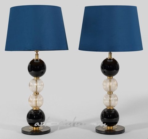 Пара больших настольных ламп из итальянского муранского стекла