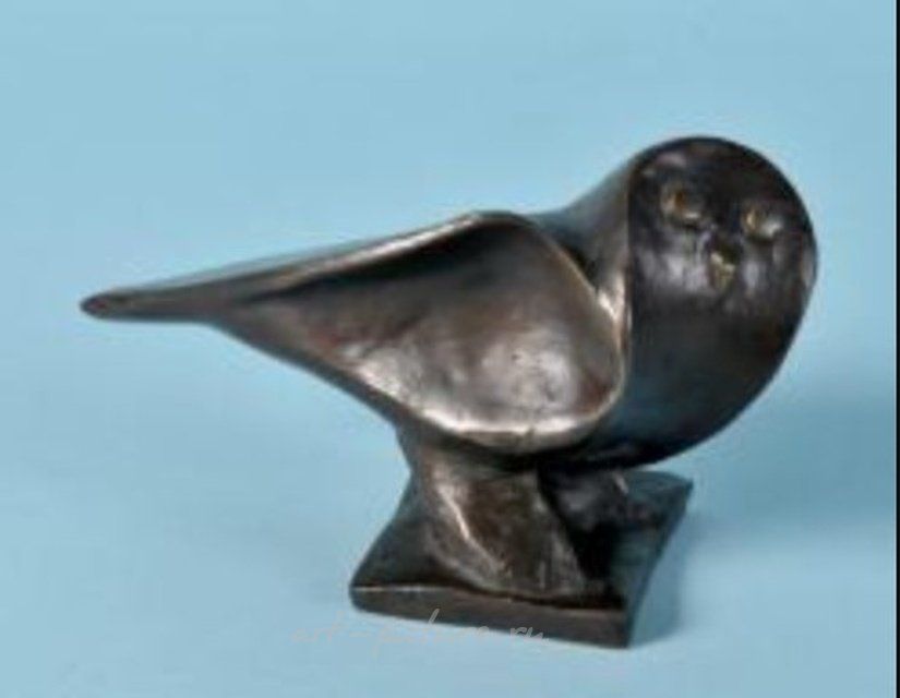 Bronze statuette Owl. Christian Peschke (1946 - 2017) Germany