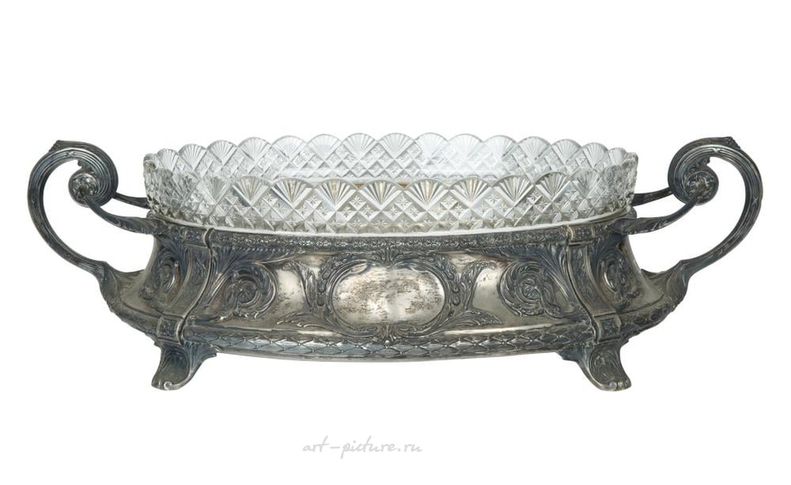 Русское серебро , ПОДСТАВКА ИЗ СЕРЕБРА И ГРАНЕНОГО ХРУСТАЛЯ