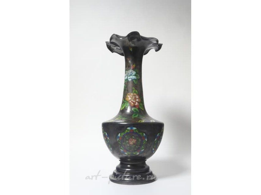 Китайская Ваза. Серебро, горячая эмаль (техника Даши). Китай, Пекин (северный), XIX век