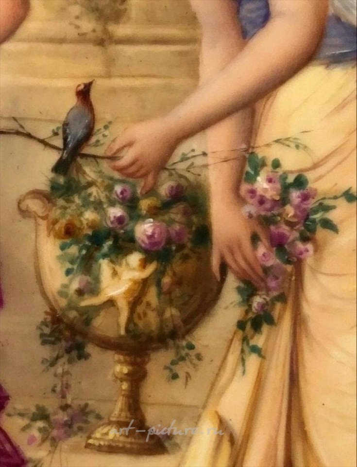 Royal Vienna , Фарфоровая тарелка "Королевская Вена" около 1900 года, диаметр 11,5 дюйма. Оценочная стоимость - 800-1 000 долларов.