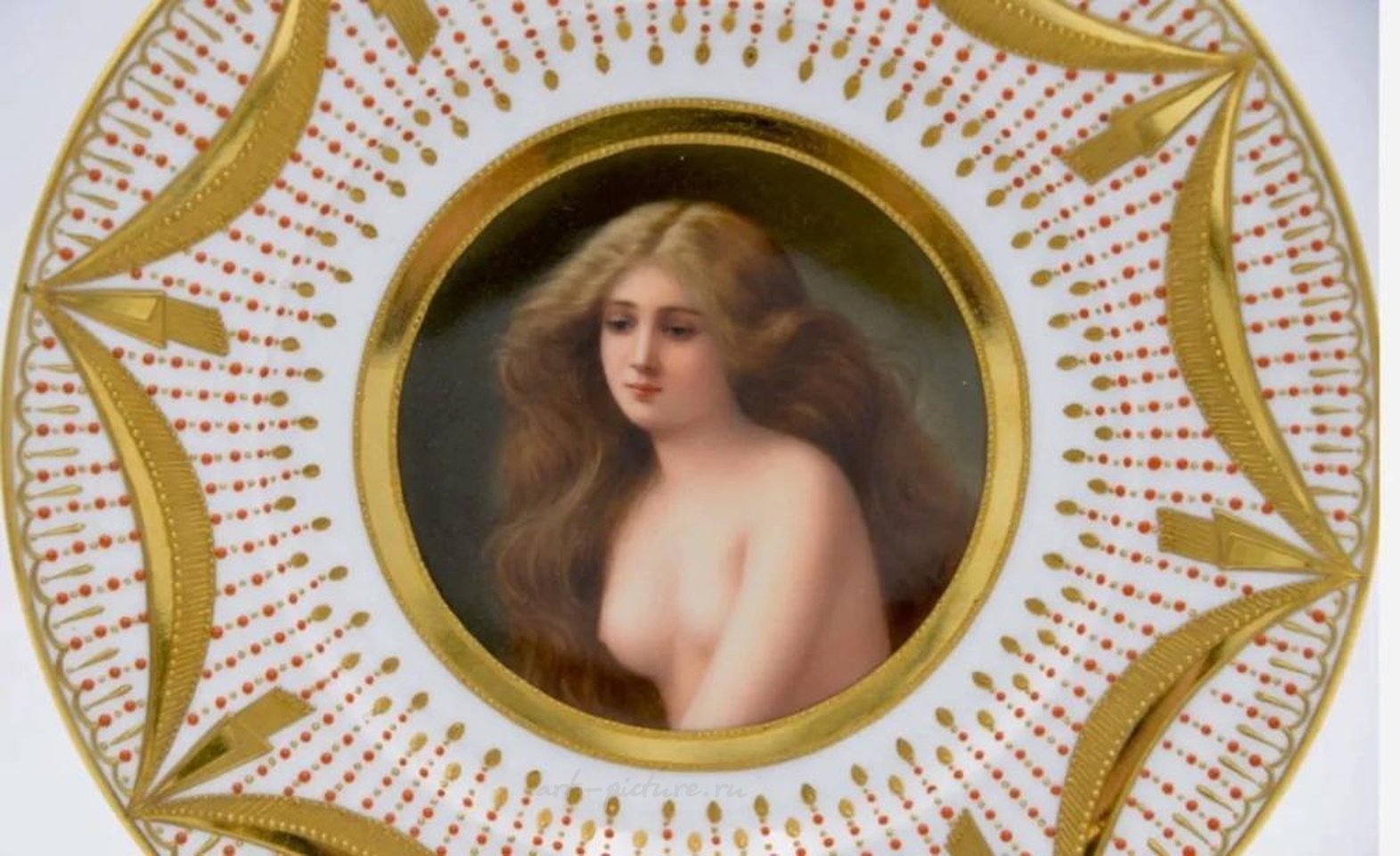 Royal Vienna , Фарфоровая тарелка "Королевский Вена" начала XX века, диаметр 9,5 дюйма, в хорошем состоянии, оценка $1.000-1.200.