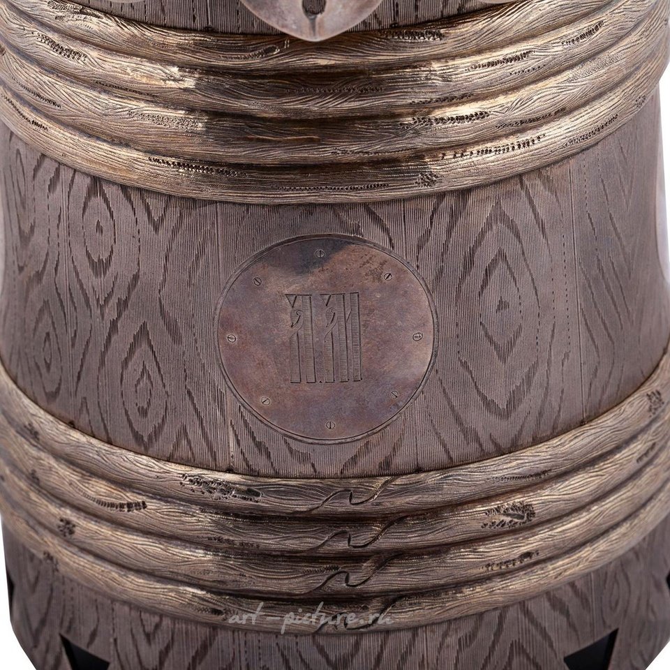 Russian silver , A massive Russian trompe l'oeil silver-gilt mug with cast and...