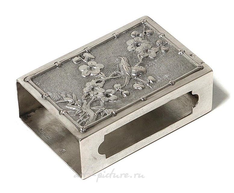 Серебряный бокс для коробка спичек. Китай г. Шанхай,Luen Wo, конец 19