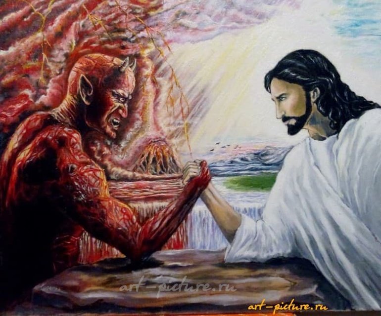 Контраст.Добро и зло. Масло, холст на подрамнике, без багета. 