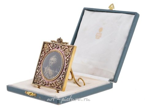 Русское серебро, Русская золоченая серебряная эмаль с бриллиантами рамка для фотографии