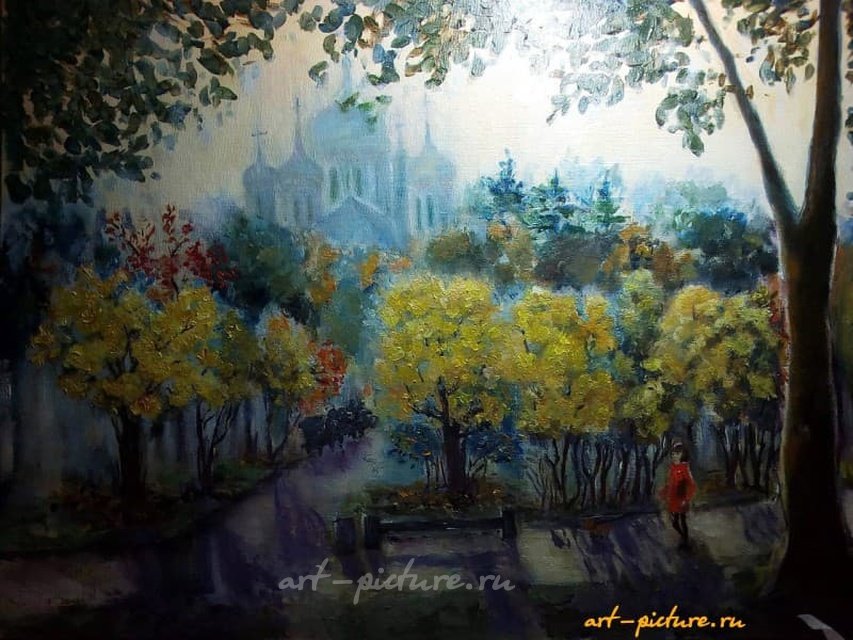 В парке холст на картоне 35*50 масло