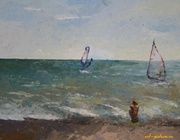У моря. Саки. Картон, масло. 25 х 35 см.