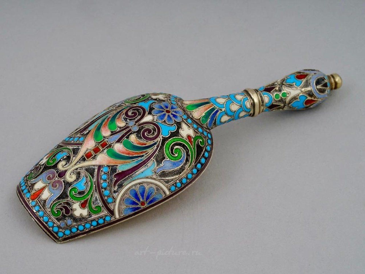 Русское серебро , Иван Хлебников, Москва, русская серебряная ложка для сахара с позолотой