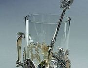 Серебряный подстаканник Георгий с ложкой Орел Мастерская-студия «Межов»