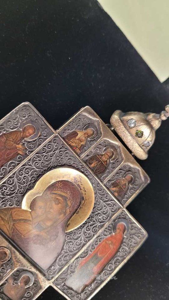 Русское серебро , Русская серебряная золотая подвеска Николая II в стандарте 84 золотника (875 пробы)...