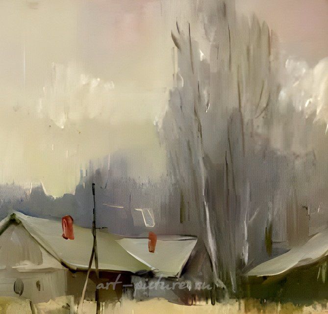 Весна. Этюд с козой. ДВП, масло. 41 х 57 см.