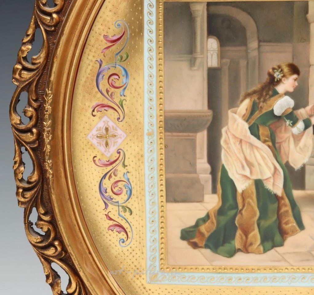 Royal Vienna , Фарфоровая плакетка "Ромео и Джульетта" с золочением и алмазами