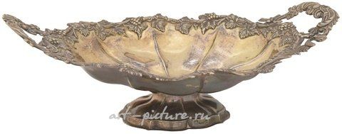 Русское серебро, Серебряная фруктовая ваза "Виноградная лоза" в русском стиле необарокко.