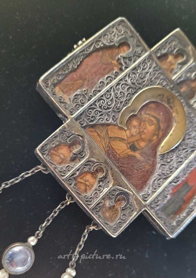 Русское серебро , Русская серебряная золотая подвеска Николая II в стандарте 84 золотника (875 пробы)...