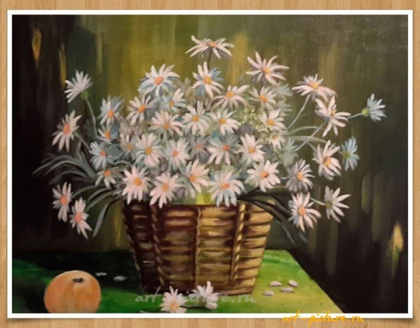 Ромашки акрил, дерево 