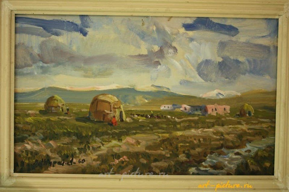 Весна на Мангышлаке картон, масло 