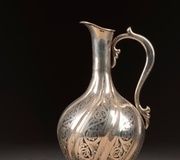 Silver Handled Bowl and Three Silver and Niello Beakers