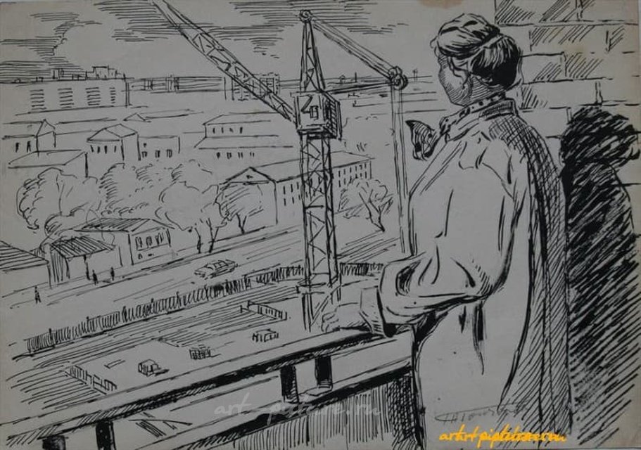 Стройка. бумага. тушь. 21 Х 29 см.