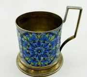 Русская винтажная серебряная подставка для стакана с клеймом