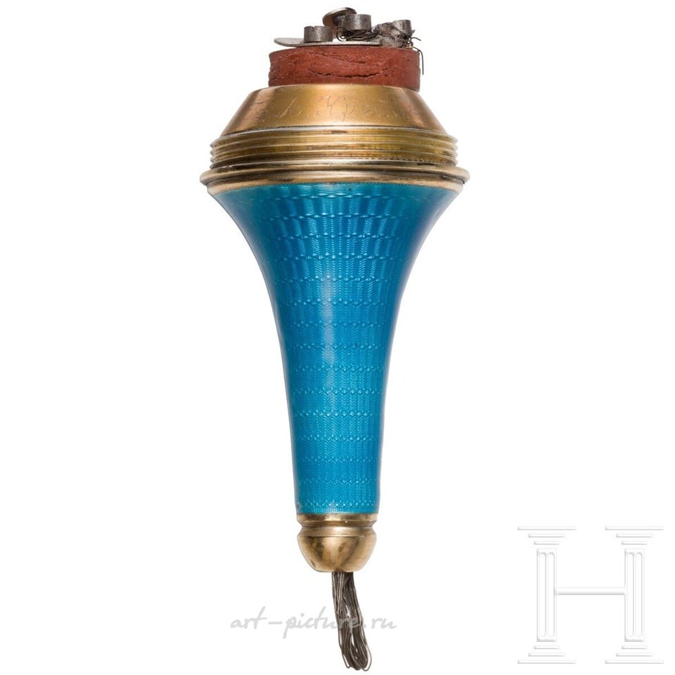 Russian silver , A gilded and enamelled bell button, in the manner of Fabergé...