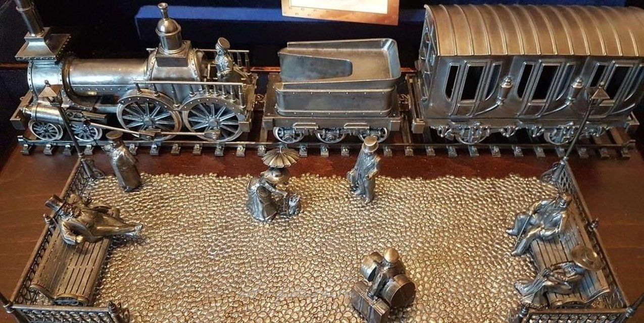 The jewelry sculptural composition "Nikolaevskaya Railway," silver