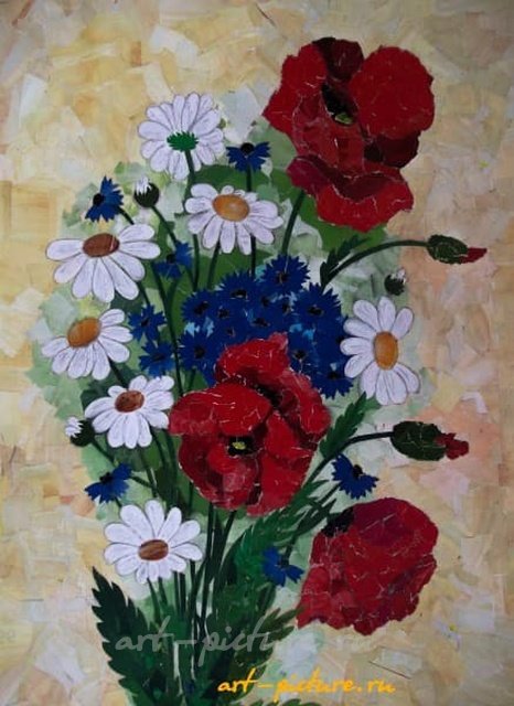 Летний  букет бумажная мозаика 