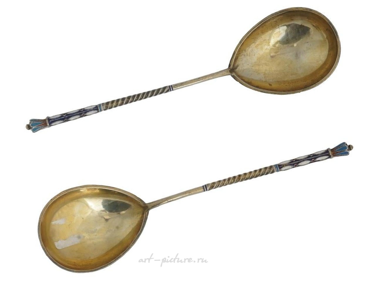 Русское серебро , Русская серебряная пара ложек с клоизоне эмалью
