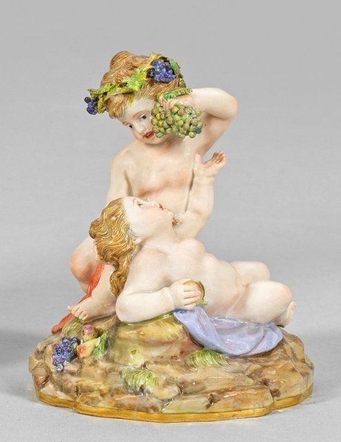Детская группа с виноградными лозами: фарфоровая модель Мейсена, около 1900 года