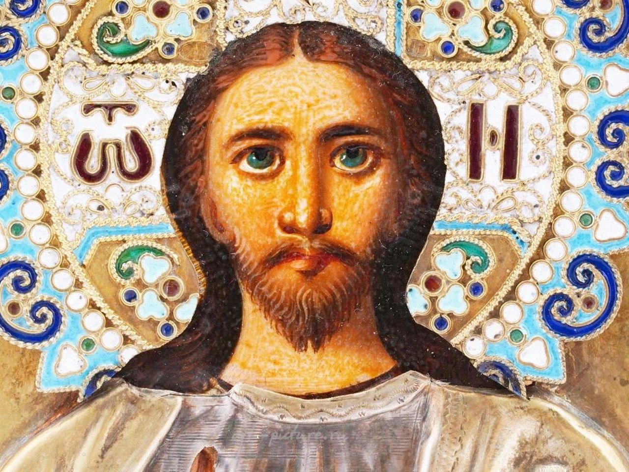 Русское серебро , Антикварная русская икона Христос Пантократор 19 век