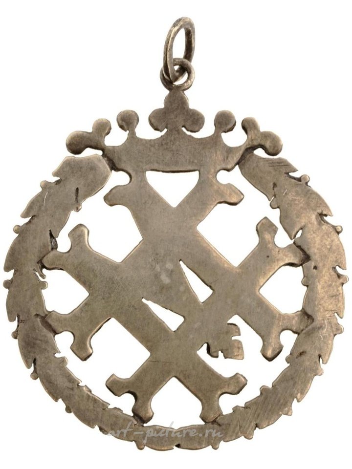 Русское серебро , Русская серебряная эмальрованная подвеска с монограммой
