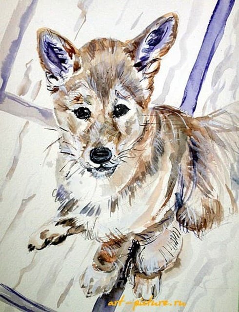 Взгляд снизу бумага, акварель 